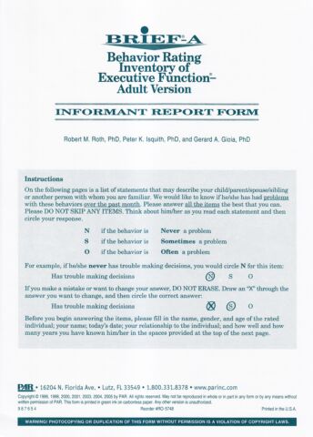 BRIEF-A Informant Report Questionnaire (pkg 25)