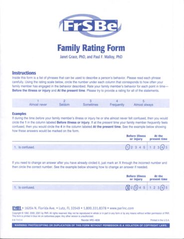 FrSBe Handscorable Family Rating Test Booklet (pkg 25)