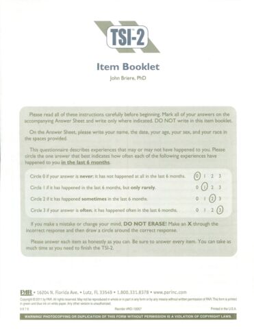 TSI-2 Reusable Item Booklet (pkg 10)