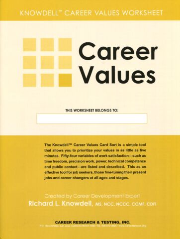 Career Values Worksheet (pkg 25)