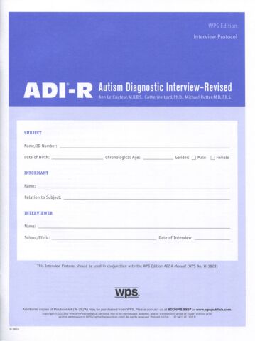ADI-R Interview Booklet (pkg 5)