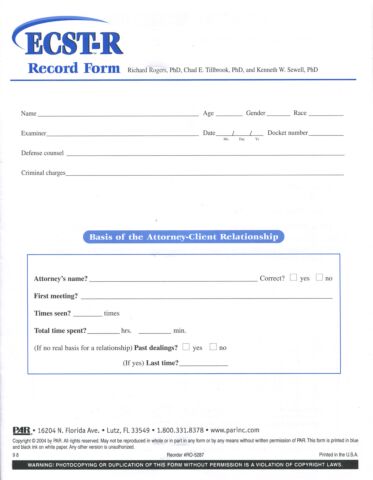 ECST-R Record Form (pkg 25)