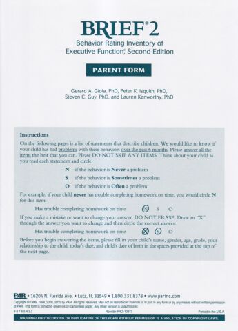 BRIEF2 Parent Form (pkg 25)