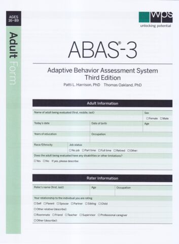 ABAS-3 Adult Form (pkg 25)