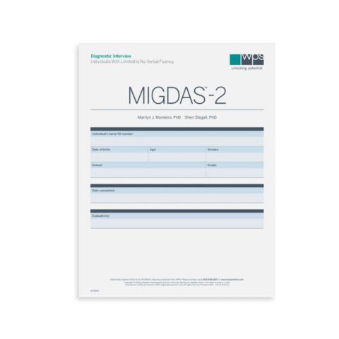 MIGDAS-2 Diagnostic Interview for Individuals with Limited to No Verbal Fluency Form (pkg 5)