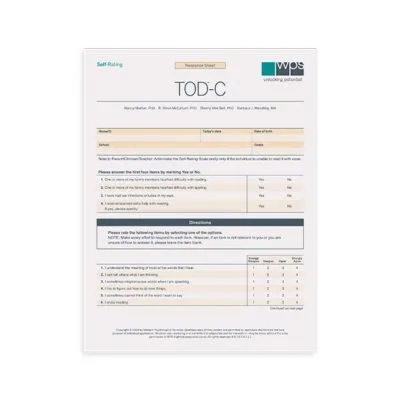 Online TOD-Comprehensive (TOD-C): Self-Rating Form (10 uses)