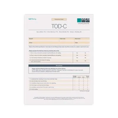 Online TOD-Comprehensive (TOD-C): Self-Rating Form (5 uses)