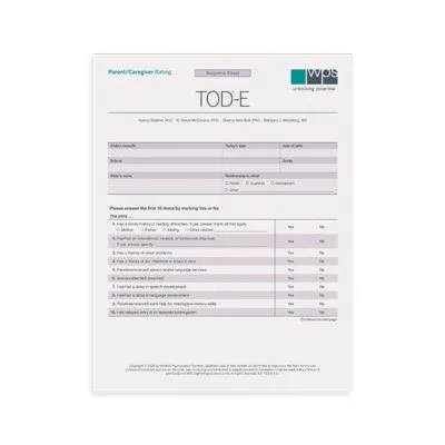 Online TOD-Early (TOD-E): Parent/Caregiver Rating Form (10 uses)