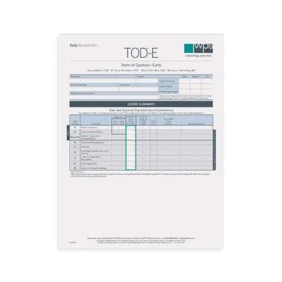TOD-Early (TOD-E) Record Form: Grade K–2 (pkg 10)