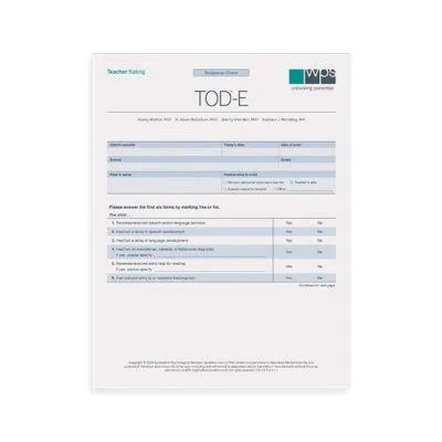 Online TOD-Early (TOD-E): Teacher Rating Form (10 uses)
