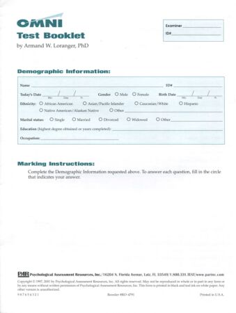 OMNI Test Booklet (pkg 25)