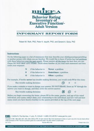 BRIEF-A Informant Report Questionnaire (pkg 25)
