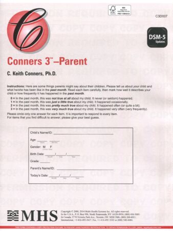 Conners 3 Parent DSM-5 QuickScore Form (pkg 25)-Conners 3-P