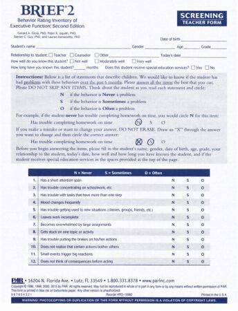 BRIEF2 Screening Teacher Form (pkg 25)
