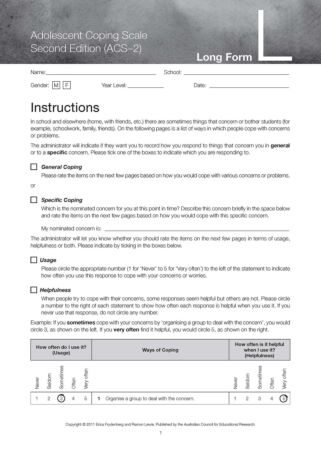 ACS-2 Long Form Questionnaire (pkg 10)