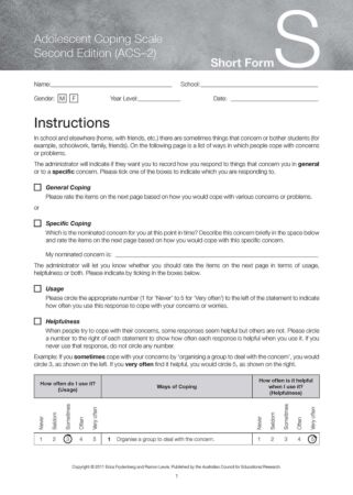 ACS-2 Short Form Questionnaire (pkg 10)
