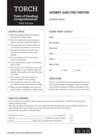 TORCH 3rd ed. Audrey and the Visitor Answer Sheets (pkg 10)